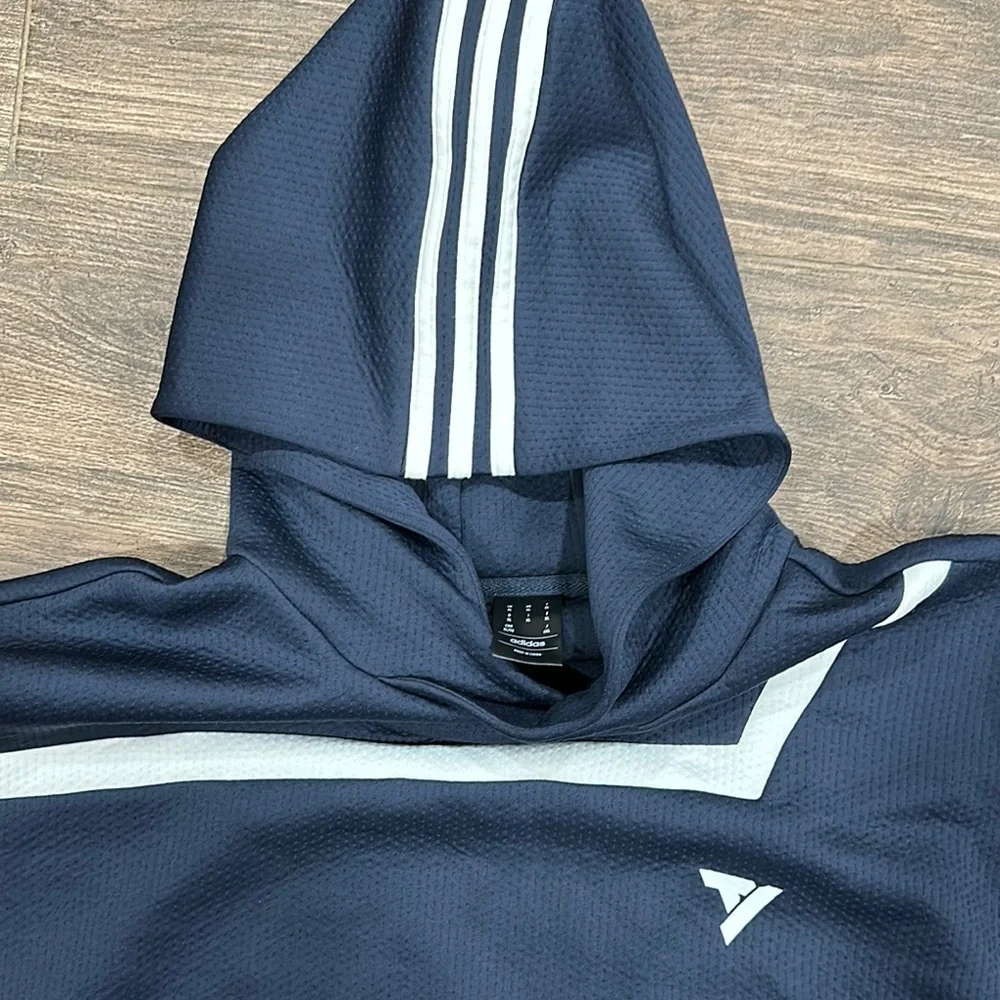 Adidas Blue and White Geometric Crewneck Sweater